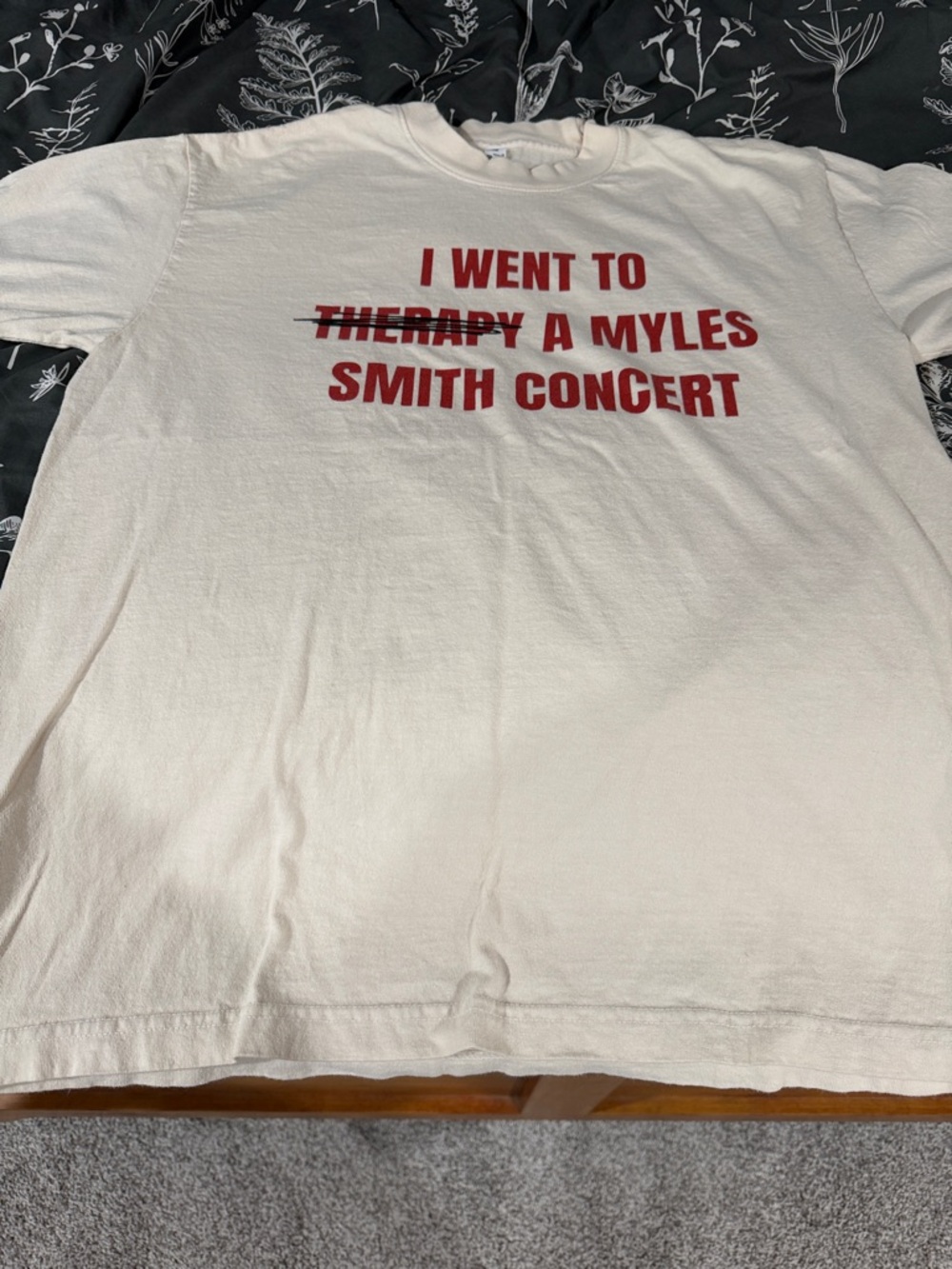 Los Angeles Apparel Cream Tee with Red Block Text